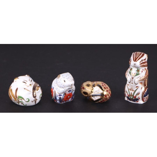 386 - A group of Royal Crown Derby paperweights, Imari Dormouse, Mouse, Sleeping Dormouse, Poppy Mouse, Ha... 