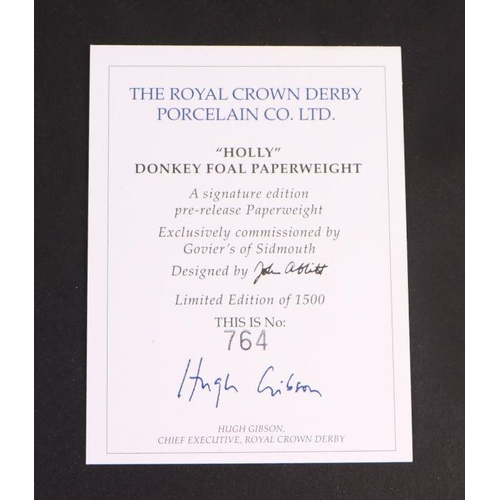 396 - A group of Royal Crown Derby paperweights, Holly, a signature edition of 1500 for Goviers, boxed wit... 