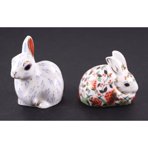 397 - A group of Royal Crown Derby paperweights, Snowy Rabbit, Special Anniversary Edition, boxed with cer... 