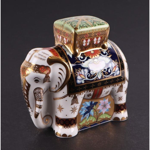 448 - A set of four Royal Crown Derby paperweights, Raj Father elephant, signature and colourway limited e... 