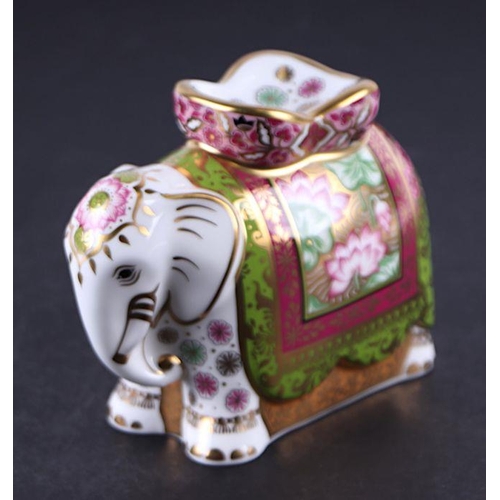 448 - A set of four Royal Crown Derby paperweights, Raj Father elephant, signature and colourway limited e... 