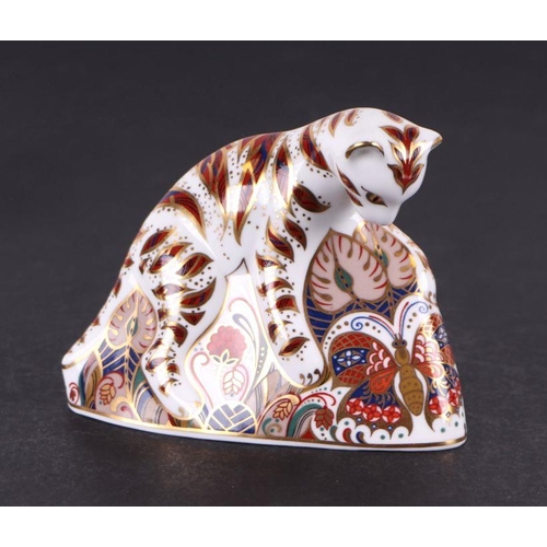 456 - Two Royal Crown Derby paperweights, Bengal Tiger and Bengal Tiger cub, both with gold stoppers, both... 