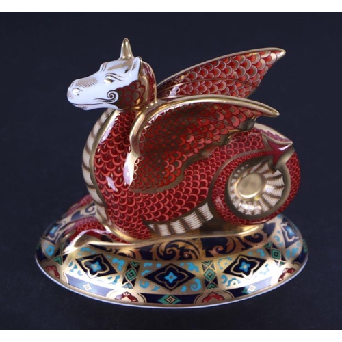 463 - A Royal Crown Derby paperweight, The Wessex Wyvern, Heraldic Beasts limited edition, 500/ 2000, with... 