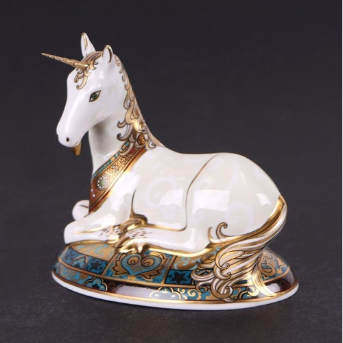 466 - A Royal Crown Derby paperweight, Unicorn, specially designed to celebrate the New Millennium, by Lou... 