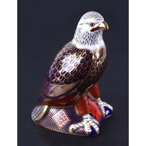 473 - A Royal Crown Derby paperweight, Bald Eagle, with gold stopper and boxed.