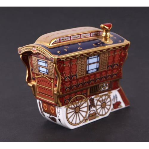 481 - A Royal Crown Derby paperweight, The Ledge Wagon Gypsy Caravan, limited edition 34/1250, for Goviers... 