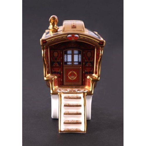 481 - A Royal Crown Derby paperweight, The Ledge Wagon Gypsy Caravan, limited edition 34/1250, for Goviers... 