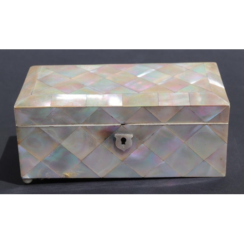 520 - A Victorian mother of pearl casket, 17cms wide.Condition ReportAll mother of pearl present but missi... 