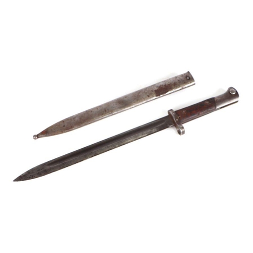 53 - A WW2 Czechoslovakian VZ98/22 Mauser bayonet in its steel scabbard. Marked to the ricasso CSZ H. Bla... 