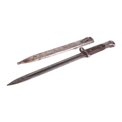 53 - A WW2 Czechoslovakian VZ98/22 Mauser bayonet in its steel scabbard. Marked to the ricasso CSZ H. Bla... 