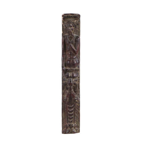 541 - A finely carved oak small Atlantes figure, probably originally a box mount, 17cm high.