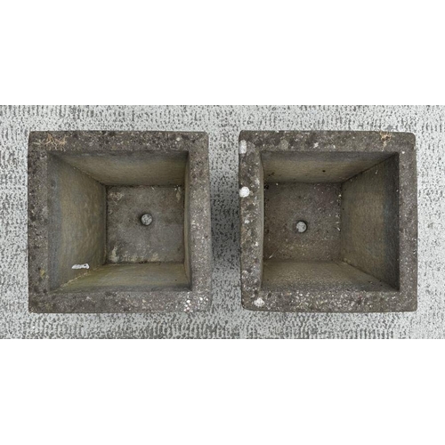 6 - A pair of reconstituted stone square planters, each 36cm wide (2).