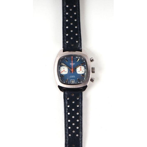 638 - A Late 1970's Heuer chronograph wristwatch with 17-jewel Incabloc manual wind movement, fitted a blu... 