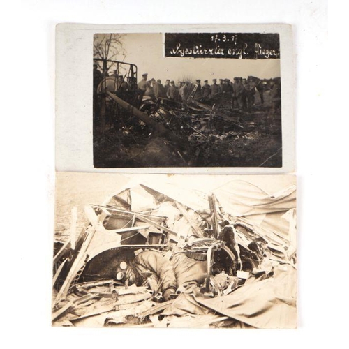 64 - A group of WWI black & white photographs featuring a Fokker triplane, S.E.5, DHIV, crashed etc, ... 