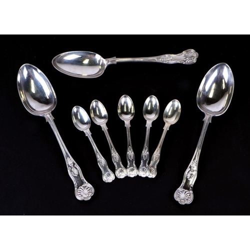 680 - An Edwardian Queens pattern silver table service comprising ten silver handled dinner knives, ten si... 