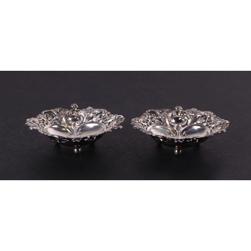 687 - A pair of Victorian pierced silver bonbon dishes, London 1895, 9.5cm wide, 92g (2).