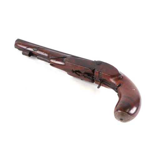 77 - A 17th / 18th century Flintlock pistol with walnut stock, 33cm long (a/f).