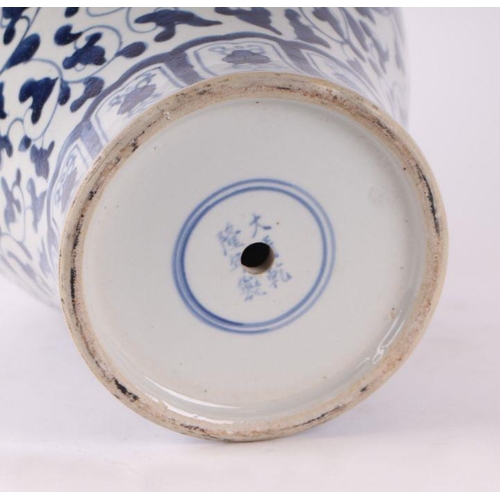 779 - A Chinese blue and white meiping vase, decorated scrolling foliage with six character blue mark to t... 