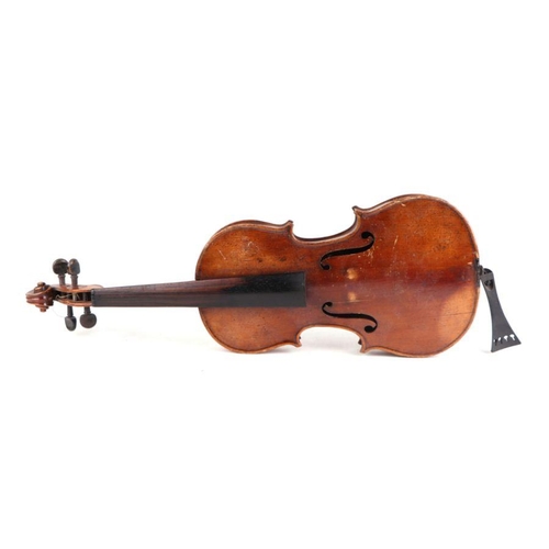 78 - A Stradivarius copy one piece back violin. 59cm long