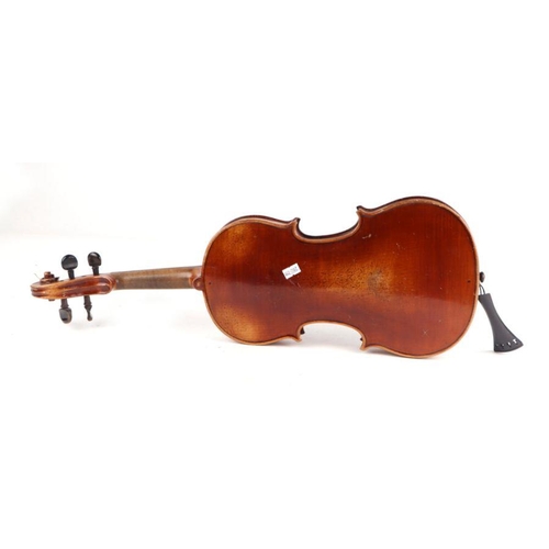 78 - A Stradivarius copy one piece back violin. 59cm long