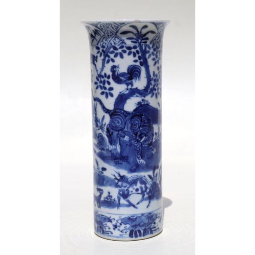 797 - A Chinese blue & white zodiac animals sleeve vase with four character blue mark to the underside... 