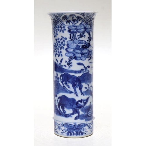 797 - A Chinese blue & white zodiac animals sleeve vase with four character blue mark to the underside... 