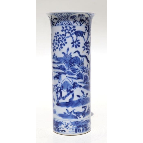 797 - A Chinese blue & white zodiac animals sleeve vase with four character blue mark to the underside... 