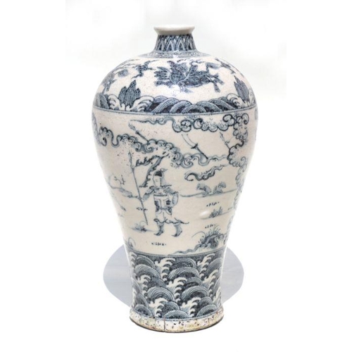 810 - A Chinese Meiping vase decorated with warriors on horseback and foot soldiers, approximately 35cm hi... 