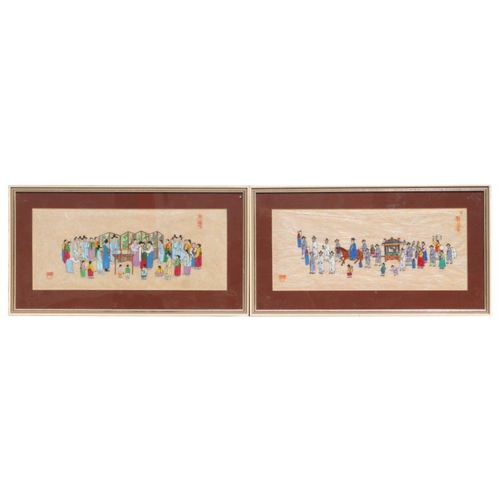 848 - Korean school - a pair of gouache paintings depicting a Korean Festivity and a Procession, both sign... 