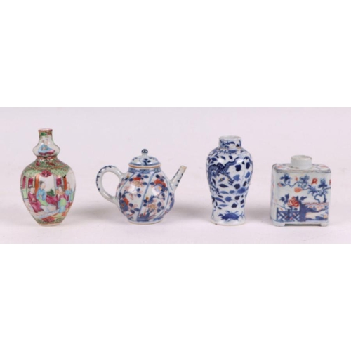 880 - A collection of Chinese ceramics including a high fired bottle vase, 16cm high; a slab vase decorate... 