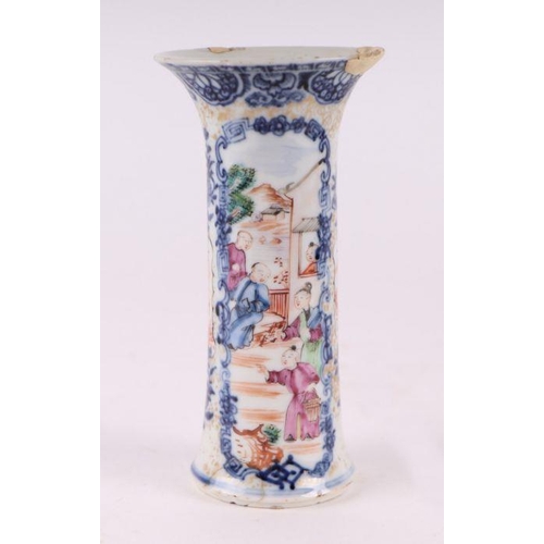 893 - A Chinese famille rose Mandarin pattern bottle vase and cover; together with a similar baluster vase... 