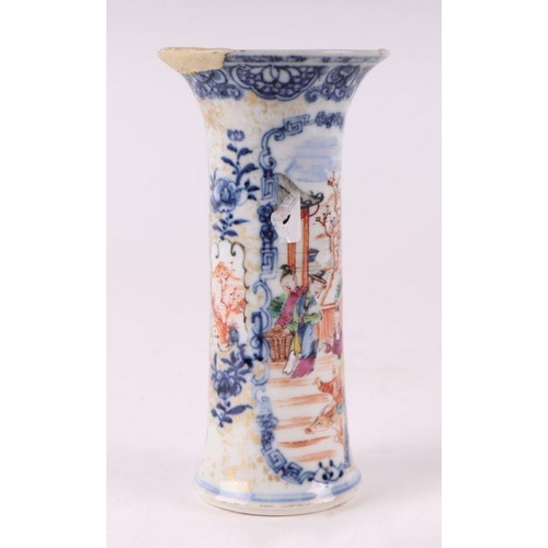 893 - A Chinese famille rose Mandarin pattern bottle vase and cover; together with a similar baluster vase... 