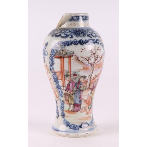 893 - A Chinese famille rose Mandarin pattern bottle vase and cover; together with a similar baluster vase... 