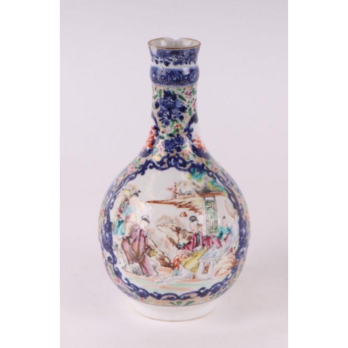 893 - A Chinese famille rose Mandarin pattern bottle vase and cover; together with a similar baluster vase... 