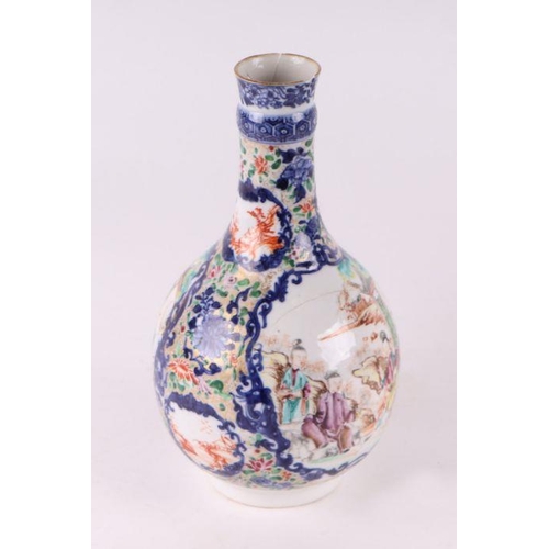 893 - A Chinese famille rose Mandarin pattern bottle vase and cover; together with a similar baluster vase... 