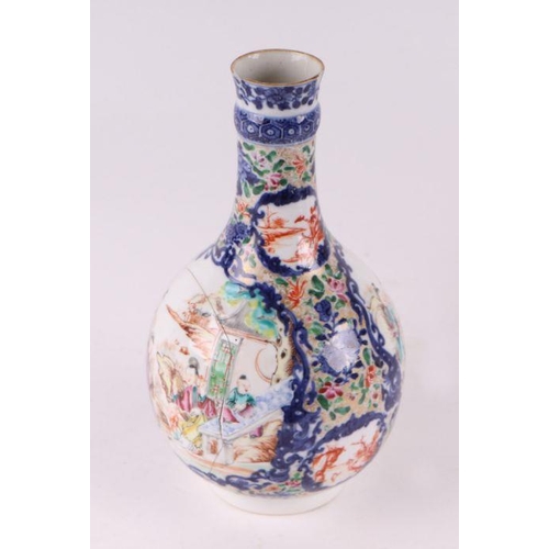 893 - A Chinese famille rose Mandarin pattern bottle vase and cover; together with a similar baluster vase... 