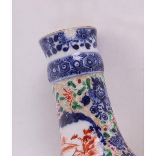 893 - A Chinese famille rose Mandarin pattern bottle vase and cover; together with a similar baluster vase... 