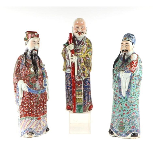 897 - A group of Chinese famille rose figures depicting wise men, each with impressed mark to the undersid... 