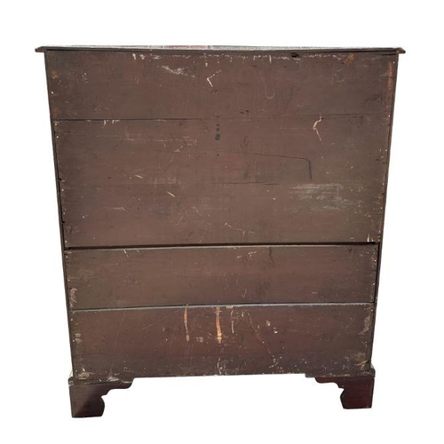 923 - A large early 19th century mahogany chest of five graduated long drawers, on bracket feet, 118cm wid... 