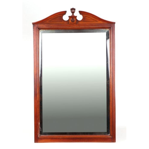 934 - A 19th century mahogany wall mirror with broken arch pediment and bevelled rectangular glass plate, ... 