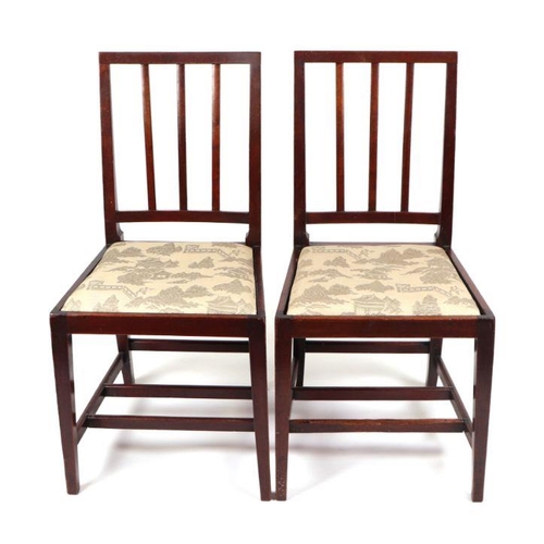 946 - A pair of Edward VII mahogany chairs by T Glenister, Wycombe, from the 1902 coronation, each stamped... 