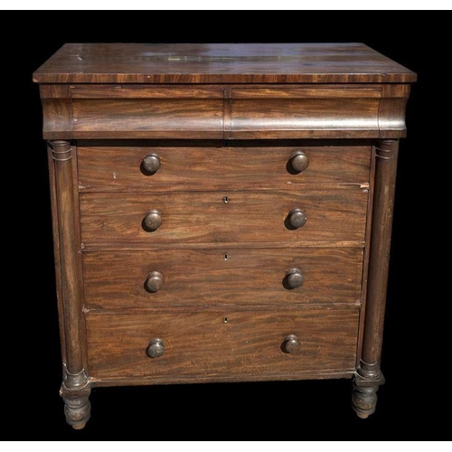 953 - A Victorian mahogany Scottish chest with two shaped short drawers above four graduated long drawers,... 