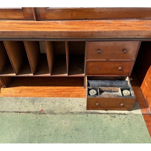 958 - A Victorian mahogany secretaire bookcase, the upper bookcase section with twin glazed drawers enclos... 