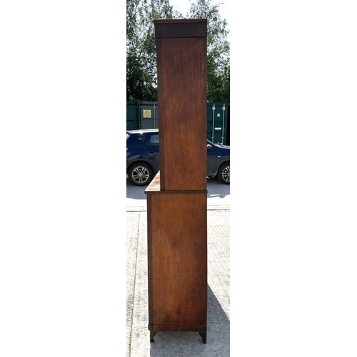 958 - A Victorian mahogany secretaire bookcase, the upper bookcase section with twin glazed drawers enclos... 