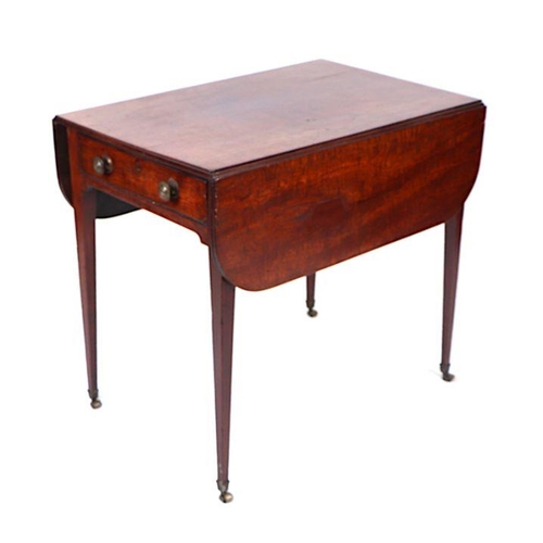 962 - A Victorian mahogany Pembroke table with one real and once faux drawer, on square tapering legs term... 