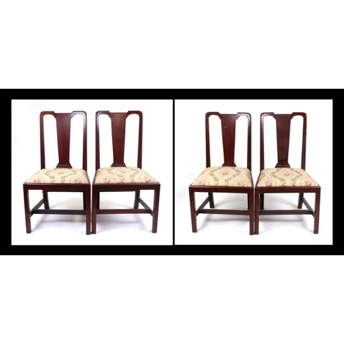 969 - A set of late 19th century Queen Ann style mahogany dining chairs with vase shaped back splats, drop... 