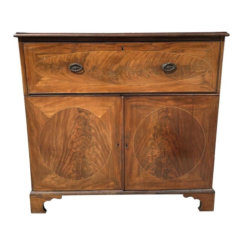 976 - A 19th century mahogany secretaire chest, the secretaire section opening to reveal a fitted interior... 