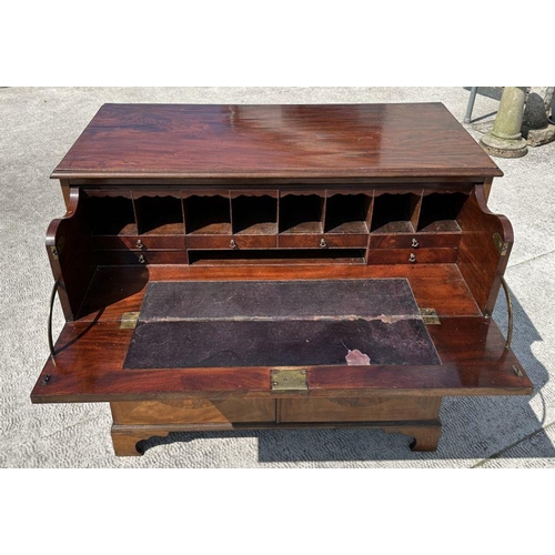 976 - A 19th century mahogany secretaire chest, the secretaire section opening to reveal a fitted interior... 