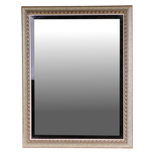 981 - A modern rectangular bevel edged wall mirror, overall 54cm by 69cm.