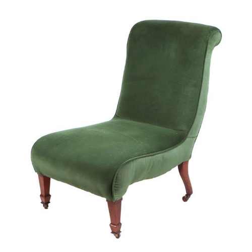 990 - A Victorian upholstered nursing chair on square tapering front legs.